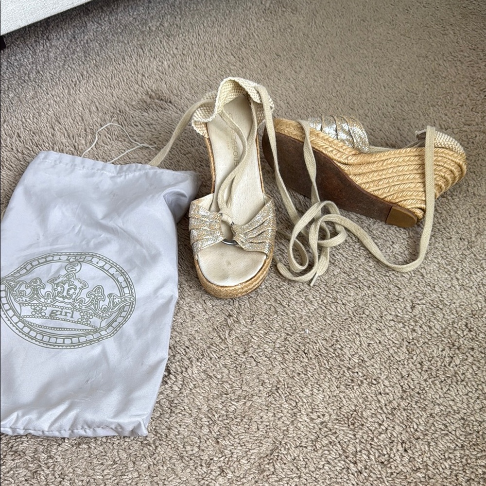 Andre Assous Silver Espadrille Wedges